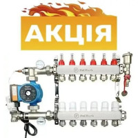 Колектор для теплої підлоги на 6 контурів в зборі з насосом  POLMARK (ПОЛЬЩА)